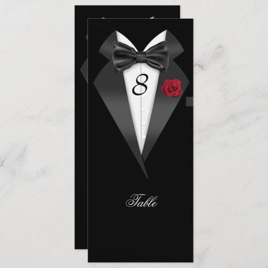Tuxedo Black Table Number Seed Place Card Kaart (Voorkant / Achterkant)