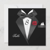 Tuxedo Black Table Number Seed Place Card Kaart (Voorkant)