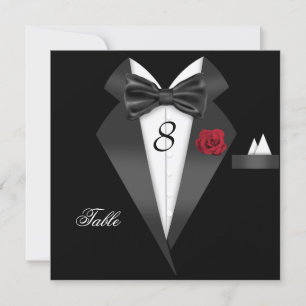 Tuxedo Black Table Number Seed Place Card Kaart