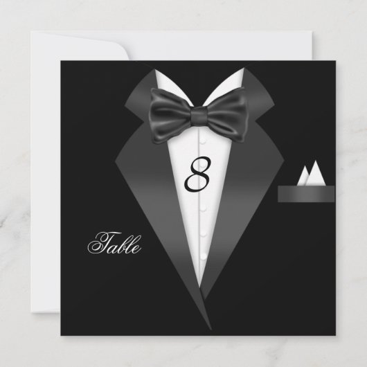 Tuxedo Black Table Number Seed Place Card Kaart (Achterkant)