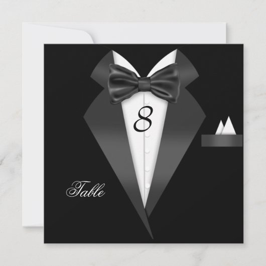 Tuxedo Black Table Number Seed Place Card Kaart (Voorkant)