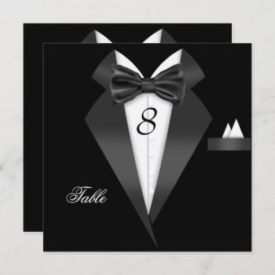 Tuxedo Black Table Number Seed Place Card Kaart