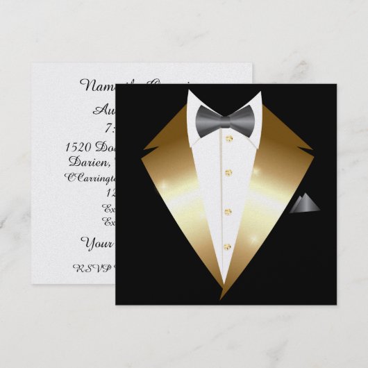 Tuxedo Black Tie-evenement uitnodiging (Voorkant / Achterkant)