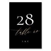 Tuxedo Black Yellow Gold Calligraphy Mod Wedding Kaart (Achterkant)