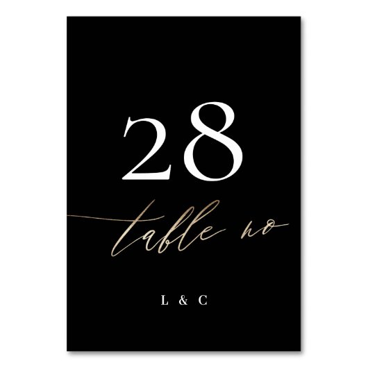 Tuxedo Black Yellow Gold Calligraphy Mod Wedding Kaart (Achterkant)