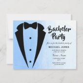 Tuxedo Blauwe Strik Bachelorfeest Uitnodiging (Voorkant)