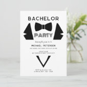 Tuxedo boog stropdas moderne vrijgezellenfeest kaart (Staand voorkant)