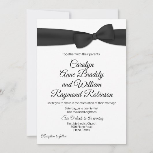 Tuxedo Bow Stropdas bruiloft uitnodiging (Voorkant)