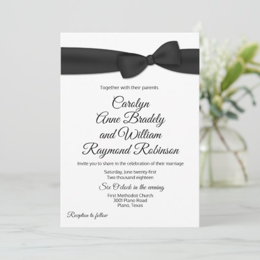 Tuxedo Bow Stropdas bruiloft uitnodiging (Staand voorkant)