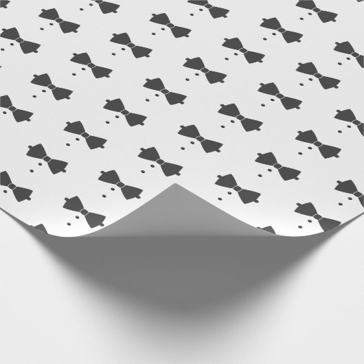 Tuxedo Bow Stropdas & Buttonnen Patroon Zwart ID10 Cadeaupapier (Hoek)