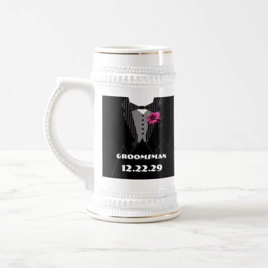 Tuxedo Bow Stropdas Gerber Daisy Groomsman Stein Bierpul (Links)