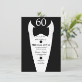 Tuxedo Bow Stropdas Mannen 60e verjaardag Uitnodig Kaart (Staand voorkant)