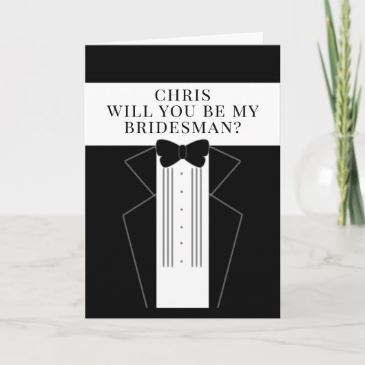Tuxedo Bridesman Aanvraag Voorstel Groomsman Kaart (Voorkant)