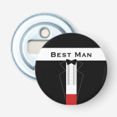 Tuxedo bruidegom flessenopener voor bruidsjonkers button flesopener (Voorkant)