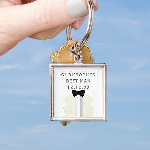 Tuxedo Bruidsgetuige Huwelijk Zwart Pak Sleutelhan Sleutelhanger