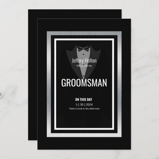 Tuxedo bruidsjonker zwart en wit tuxedo kaart (Voorkant / Achterkant)