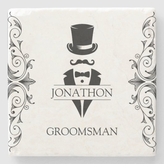 Tuxedo Bruidsjonkers Cadeau Stenen Onderzetter (Voorkant)