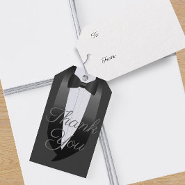 Tuxedo Bruiloft Dank u Cadeau Favor Tags Cadeaulabel