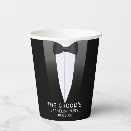 Tuxedo Bruiloft De Groom Bachelor Party Paper Cup Papieren Bekers (Voorkant)