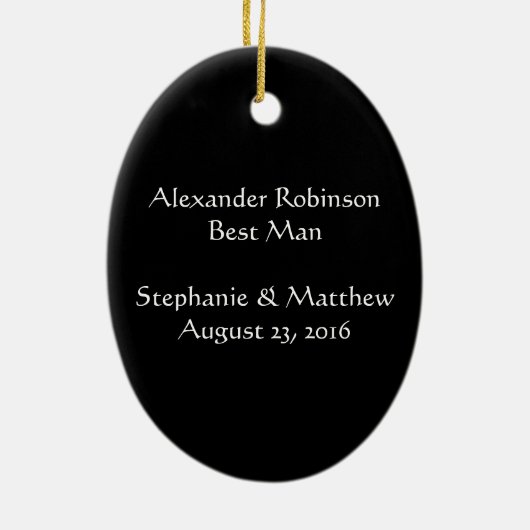 Tuxedo bruiloft gepersonaliseerde kerst ornament (Achterkant)