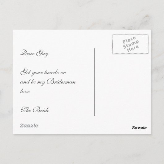 Tuxedo bruiloft zal mijn bruidsman uitnodiging (Achterkant)