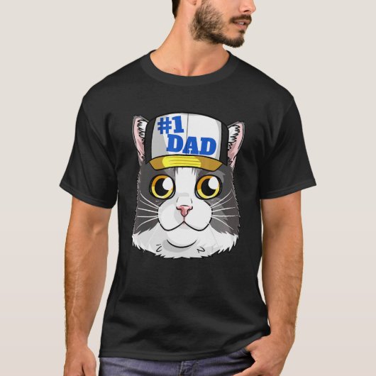 Tuxedo Cat 1 Dad Kitten Fathers Day T-shirt (Voorkant)