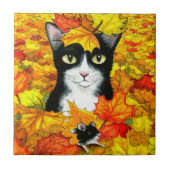 Tuxedo cat 447 herfst najaar tegeltje (Voorkant)