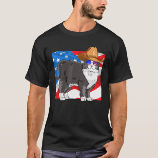 Tuxedo Cat 4 juli Patriottische Amerikaanse vlag T-shirt