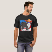 Tuxedo Cat 4 juli Patriottische Amerikaanse vlag T-shirt (Voorkant volledig)