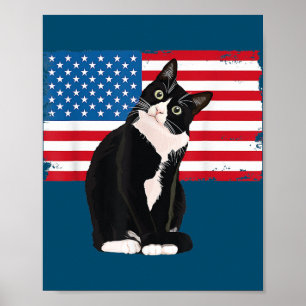 Tuxedo Cat 4 juli Patriottische Gift Volwassenen K Poster