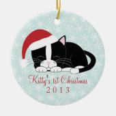 Tuxedo Cat Aangepaste kerstversieringen Keramisch Ornament (Voorkant)