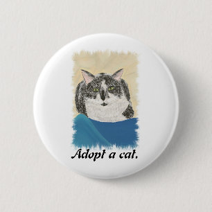 Tuxedo Cat Adopteer een Kat Promotie Pinnen Ronde Button 5,7 Cm