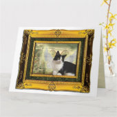 Tuxedo Cat Angel Pet Sympathy Card gouden lijst Kaart (Gele Bloem)