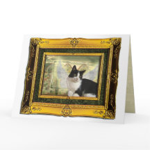 Tuxedo Cat Angel Pet Sympathy Card gouden lijst