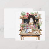 Tuxedo cat arranging flower Mother;s Day  Feestdagenkaart (Voorkant / Achterkant)