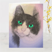 TUXEDO CAT ART BLANK KAART (Gele Bloem)