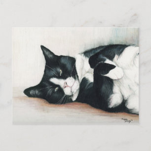 "Tuxedo Cat" Art Briefkaart