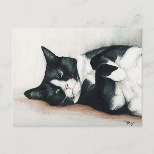 "Tuxedo Cat" Art Briefkaart (Voorkant)