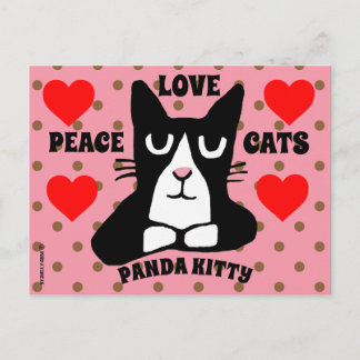 TUXEDO CAT ART BRIEFKAARTEN, PANDA KITTY CAT BRIEF BRIEFKAART