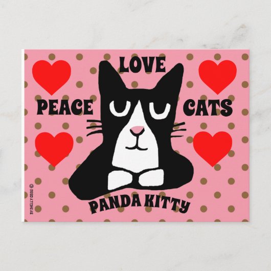 TUXEDO CAT ART BRIEFKAARTEN, PANDA KITTY CAT BRIEF BRIEFKAART (Voorkant)