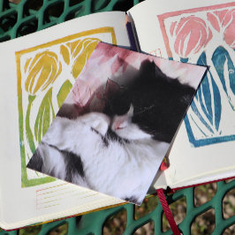 Tuxedo Cat Art Cute Pink Nose Kitty Cats Art Briefkaart