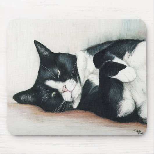 "Tuxedo Cat" Art Muismat (Voorkant)