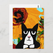 TUXEDO CAT ART & SUNFLOWER PANDA KAT BRIEFKAARTEN (Voorkant / Achterkant)