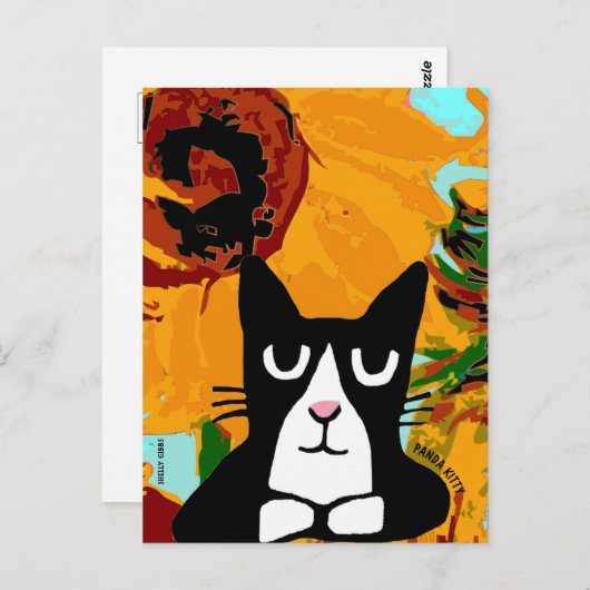 TUXEDO CAT ART & SUNFLOWER PANDA KAT BRIEFKAARTEN (Voorkant / Achterkant)