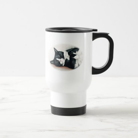 Tuxedo Cat Art Travel Mug Reisbeker (Rechts)