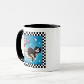 Tuxedo Cat Aslapen op de maan | Mok voor katten (Voorkant links)