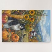 Tuxedo Cat Autumn Harvest Thanksgiving Legpuzzel (Horizontaal)