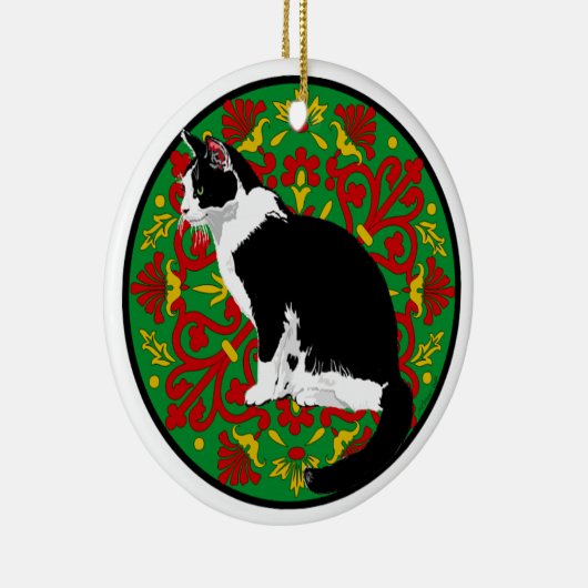 Tuxedo Cat Baroque Keramisch Ornament (Rechts)