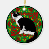Tuxedo Cat Baroque Keramisch Ornament (Voorkant)