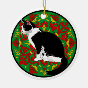 Tuxedo Cat Baroque Keramisch Ornament